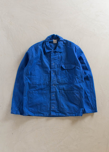 1980s Macober French Workwear Snap Button Chore Jacket Size M/L