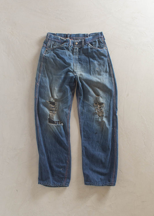 1950s Sanforized Denim Carpenter Pants Size Women's 30 Men's 32