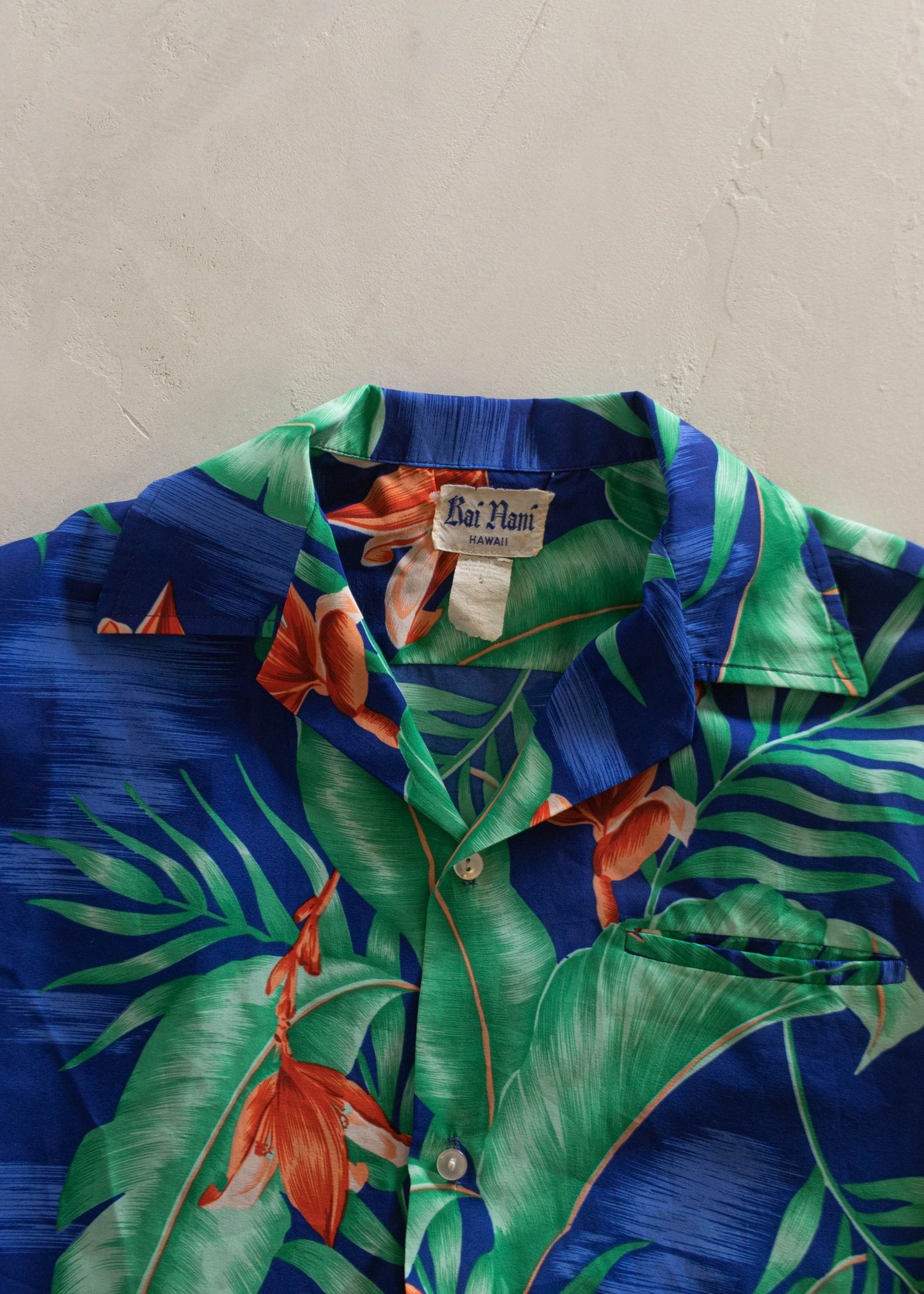 1980s Tropical Pattern Short Sleeve Button Up Shirt Size S/M