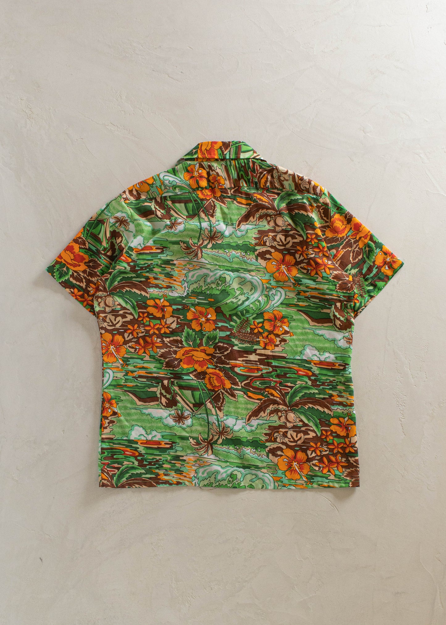 1980s Tropical Pattern Short Sleeve Button Up Shirt Size M/L