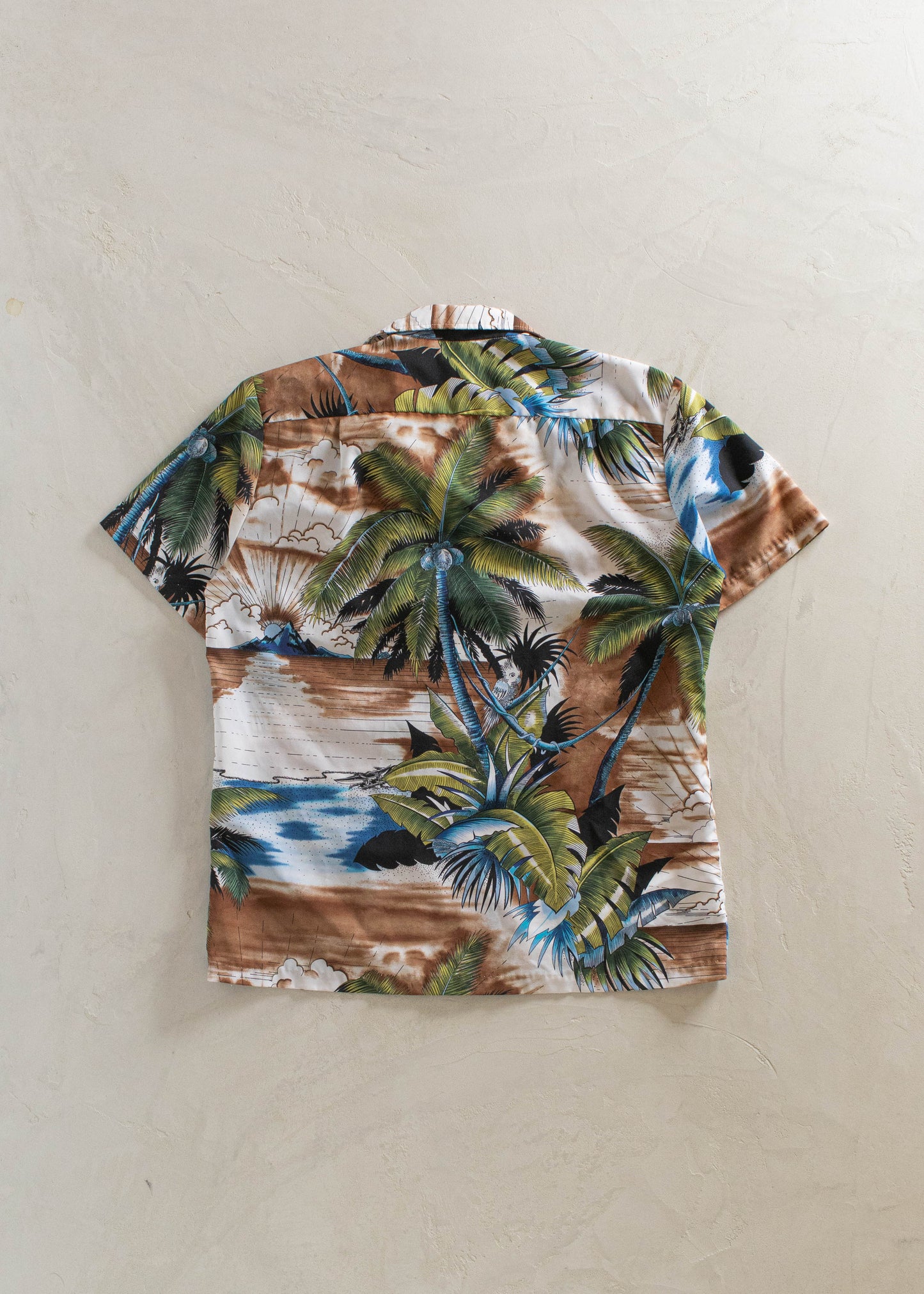 1980s Tropical Pattern Short Sleeve Button Up Shirt Size M/L