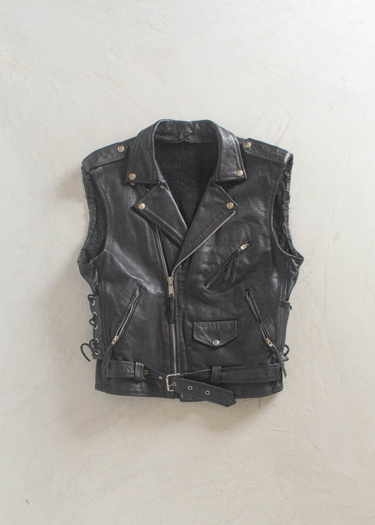 1980s Leather Moto Vest Size S/M