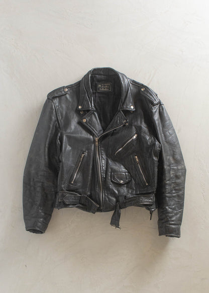 1980s Diamond Leather Moto Jacket Size M/L