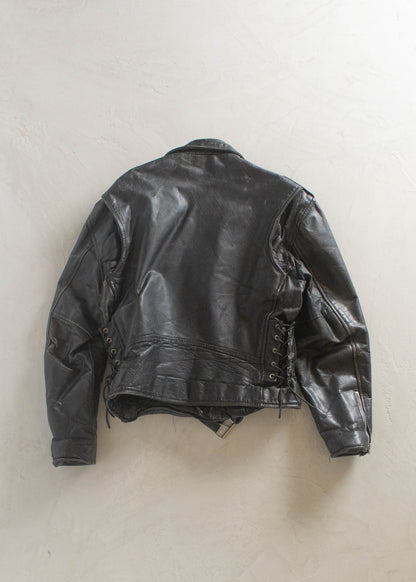 1980s Diamond Leather Moto Jacket Size M/L