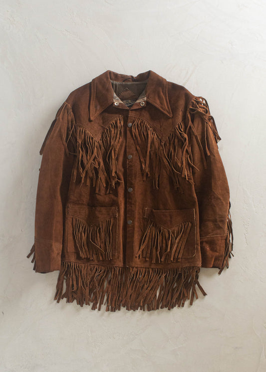 1970s Golden Thread Outerwear Fringe Suede Jacket Size S/M