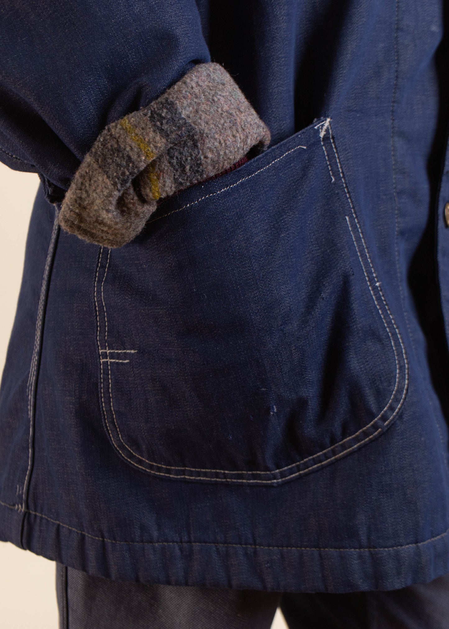 1970s Lee Blanket Lined Denim Chore Coat Size L/XL