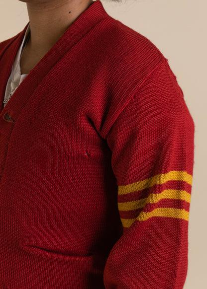 1950s Lasley Knitting Co Varsity Letterman Cardigan Size 2XS/XS