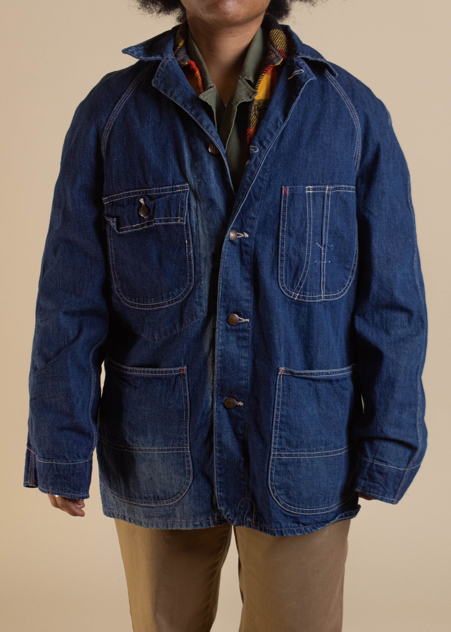 1950s Pay Day Denim Chore Coat Size M/L