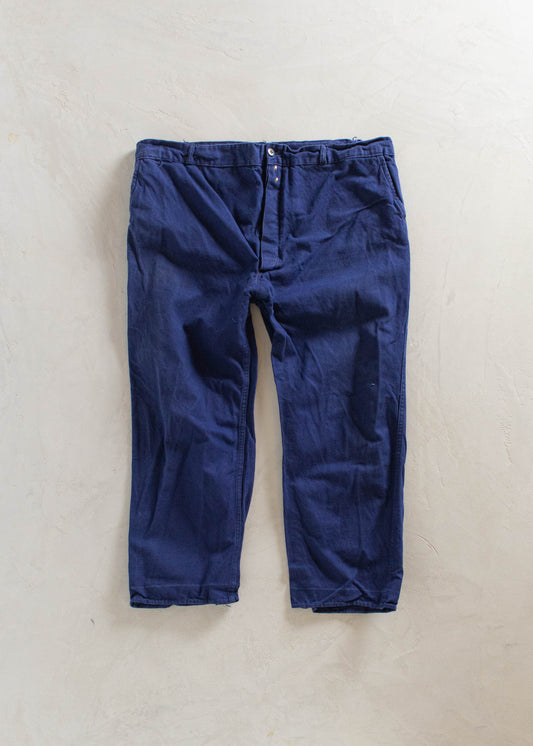 1980s French Workwear Chore Pants Size Women's 40 Men's 42