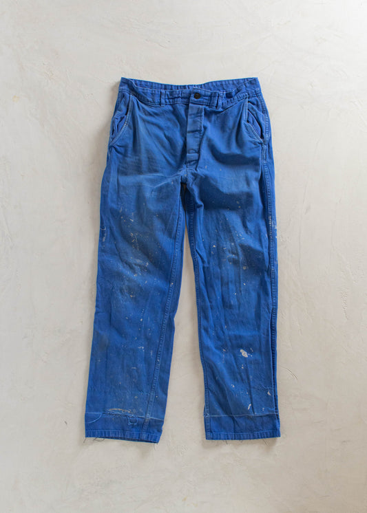 1980s French Workwear Chore Pants Size Women's 32 Men's 34