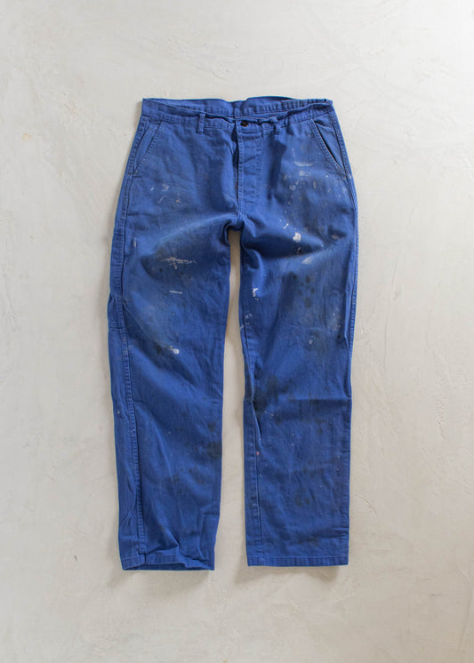 1980s European Workwear Chore Pants Size Women's 33 Men's 36