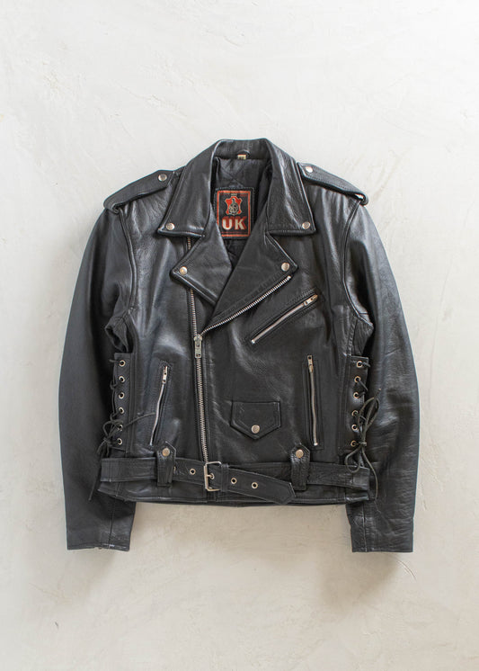 1980s UK Leather Moto Jacket Size S/M