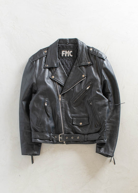 1980s FMC Leather Moto Jacket Size L/XL