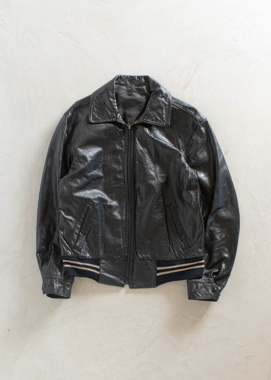 1980s Leather Bomber Jacket Size S/M