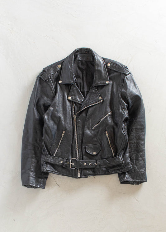 1980s CT Leather Moto Jacket Size M/L