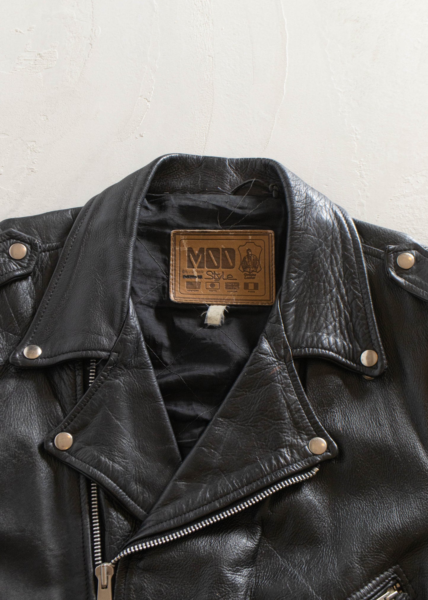 1980s Moo Style Leather Moto Jacket Size L/XL