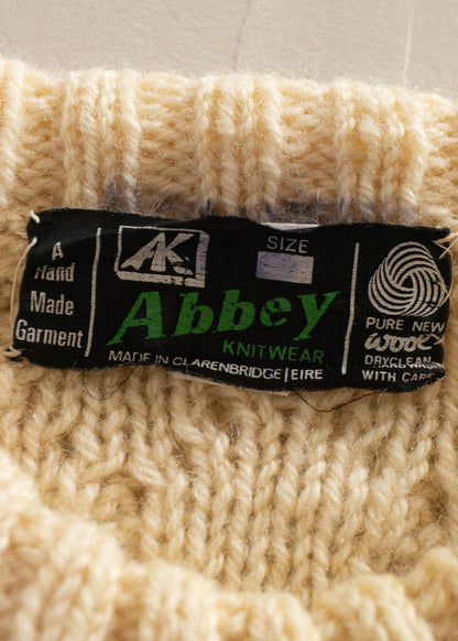 1980s Abbey Knitwear Cable Knit Wool Fisherman Sweater Size M/L