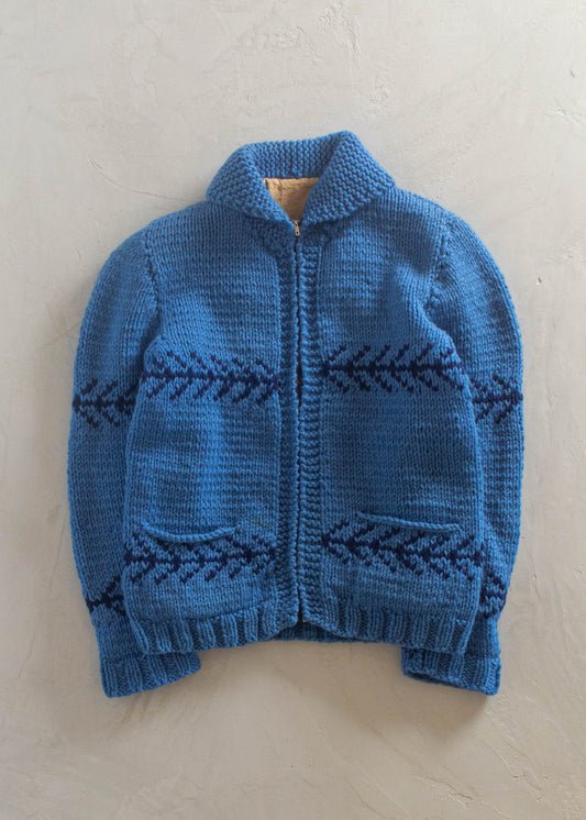 1980s Geometric Pattern Cowichan Style Wool Cardigan Size S/M