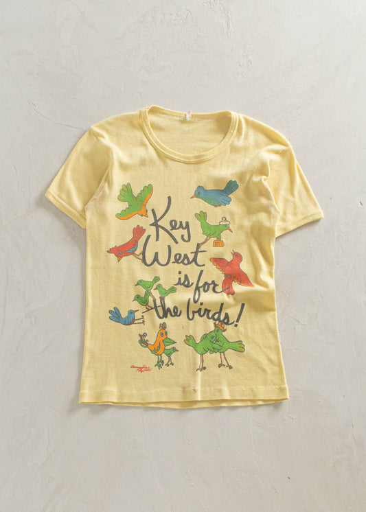 1980s Key West Is For The Birds Souvenir T-Shirt Size 2XS/XS