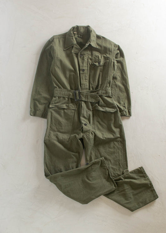 Vintage 1940s WWII Herringbone Twill 13 Star Coveralls Size M/L