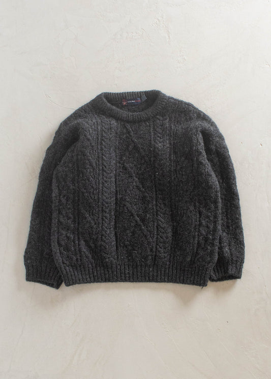 1980s British Wool Cableknit Wool Sweater Size S/M