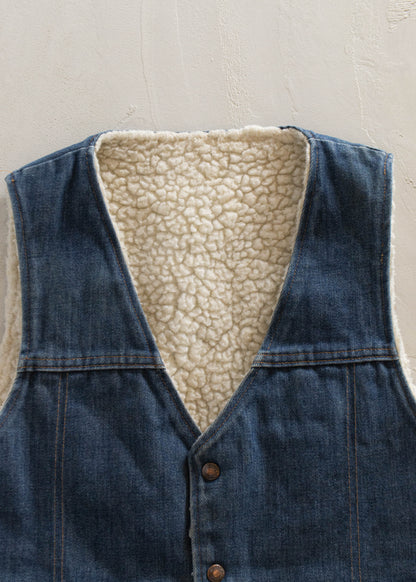 1970s Sherpa Lined Denim Vest Size S/M