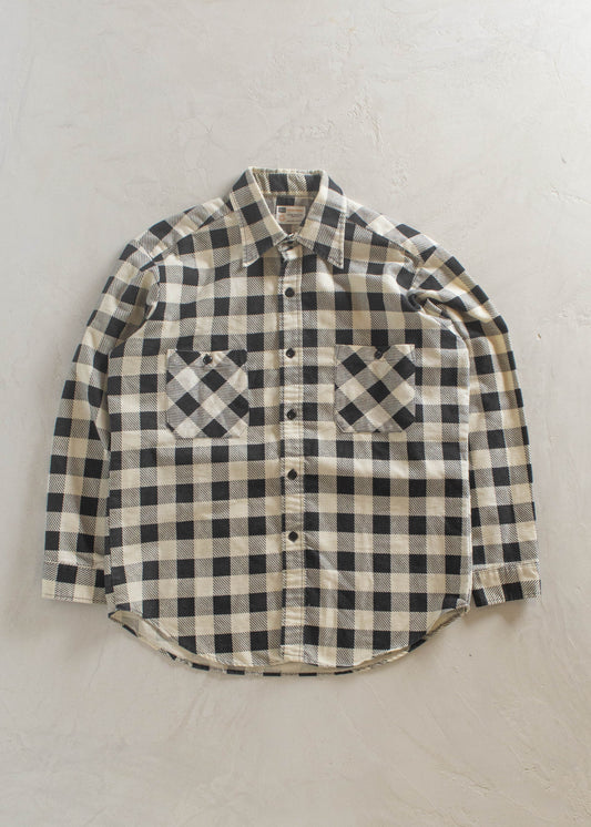 1970s Sears Perma-Prest Cotton Flannel Button Up Shirt Size M/L