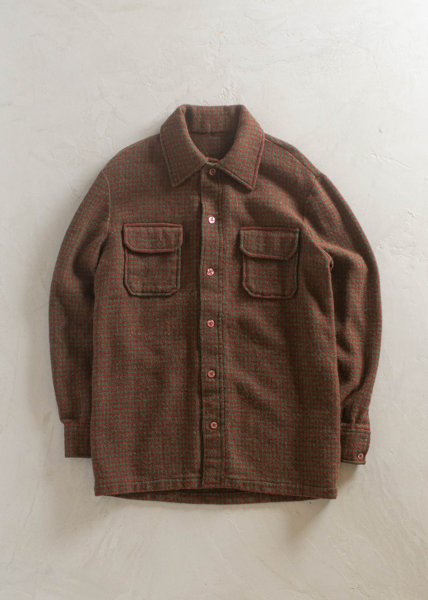 1980s Wool Handmade Flannel Button Up Shirt Size M/L