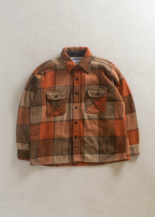 1980s Holiday C.P.O Wool Flannel Button Up Shirt Size M/L