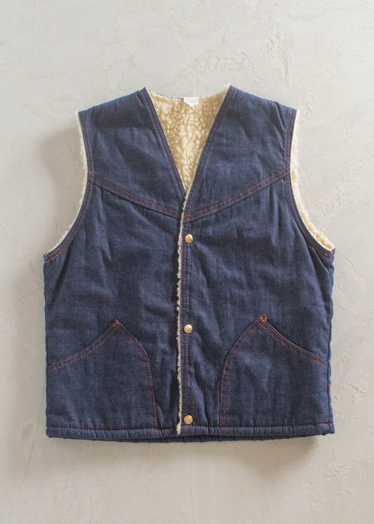 1970s Sherpa Lined Denim Vest Size S/M