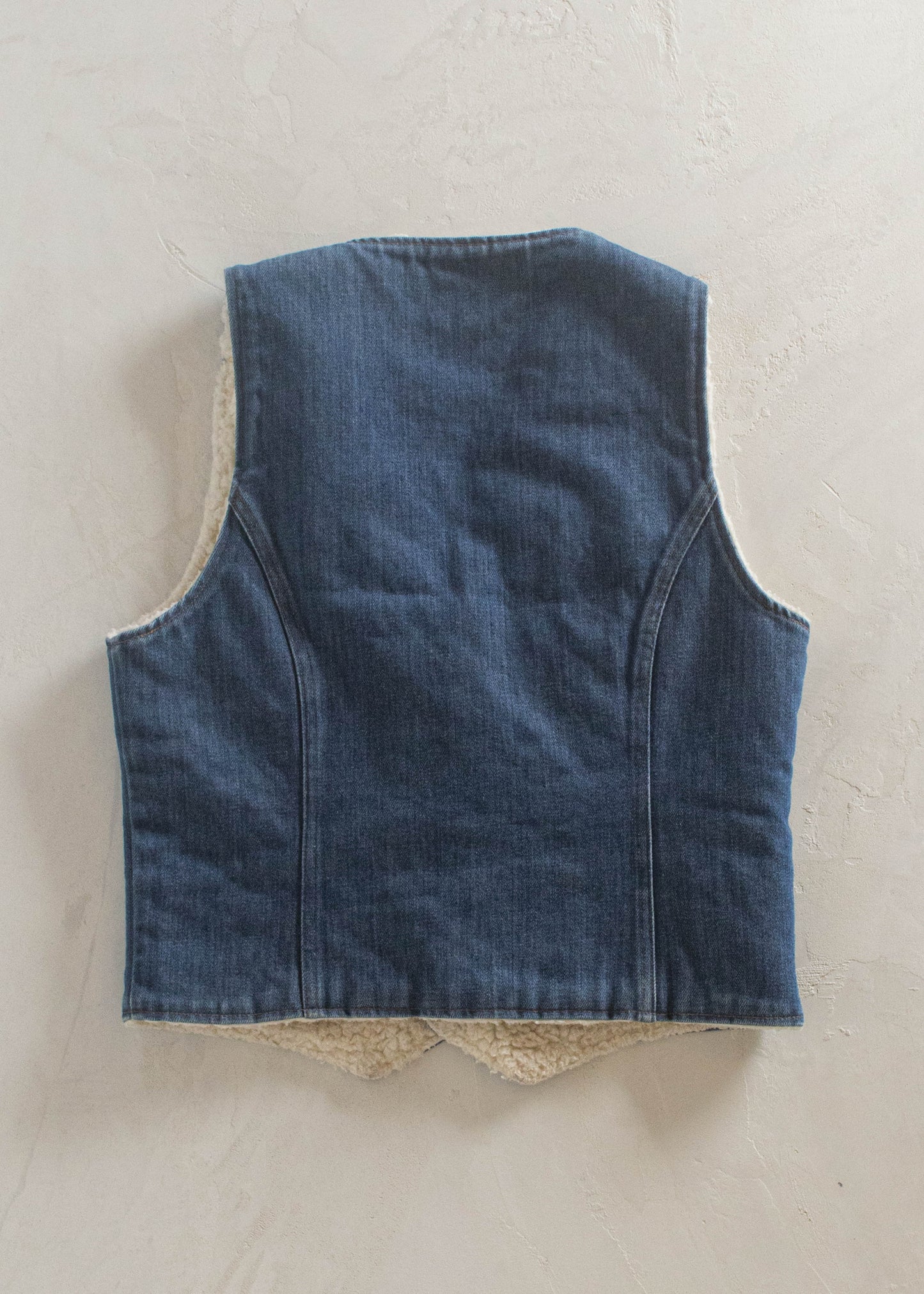 1970s Sherpa Lined Denim Vest Size S/M