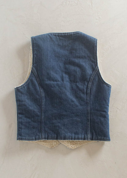 1970s Sherpa Lined Denim Vest Size S/M