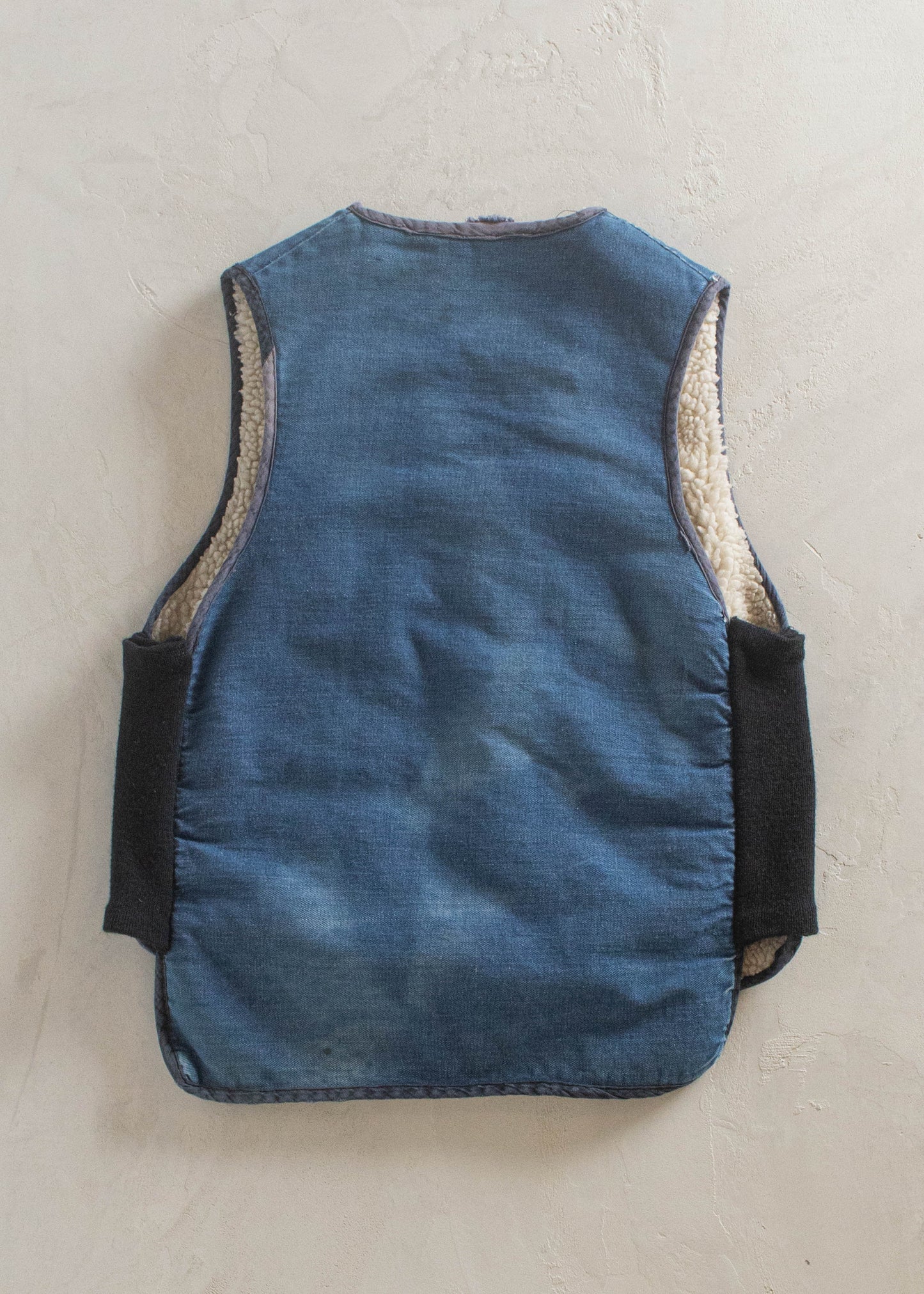 1970s Sherpa Lined Denim Vest Size S/M