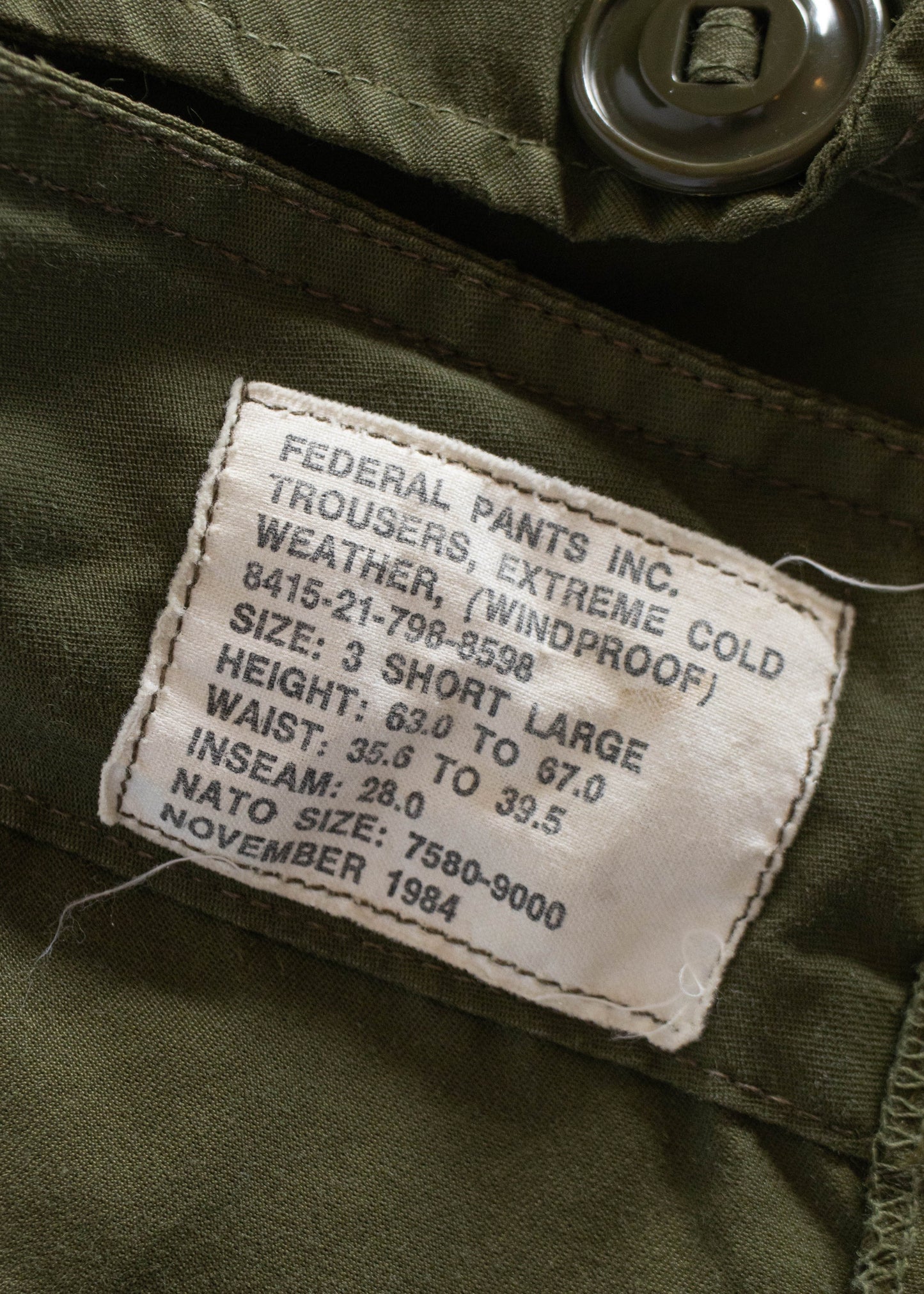 1980s Military Wind Cargo Pant Size XL/2XL