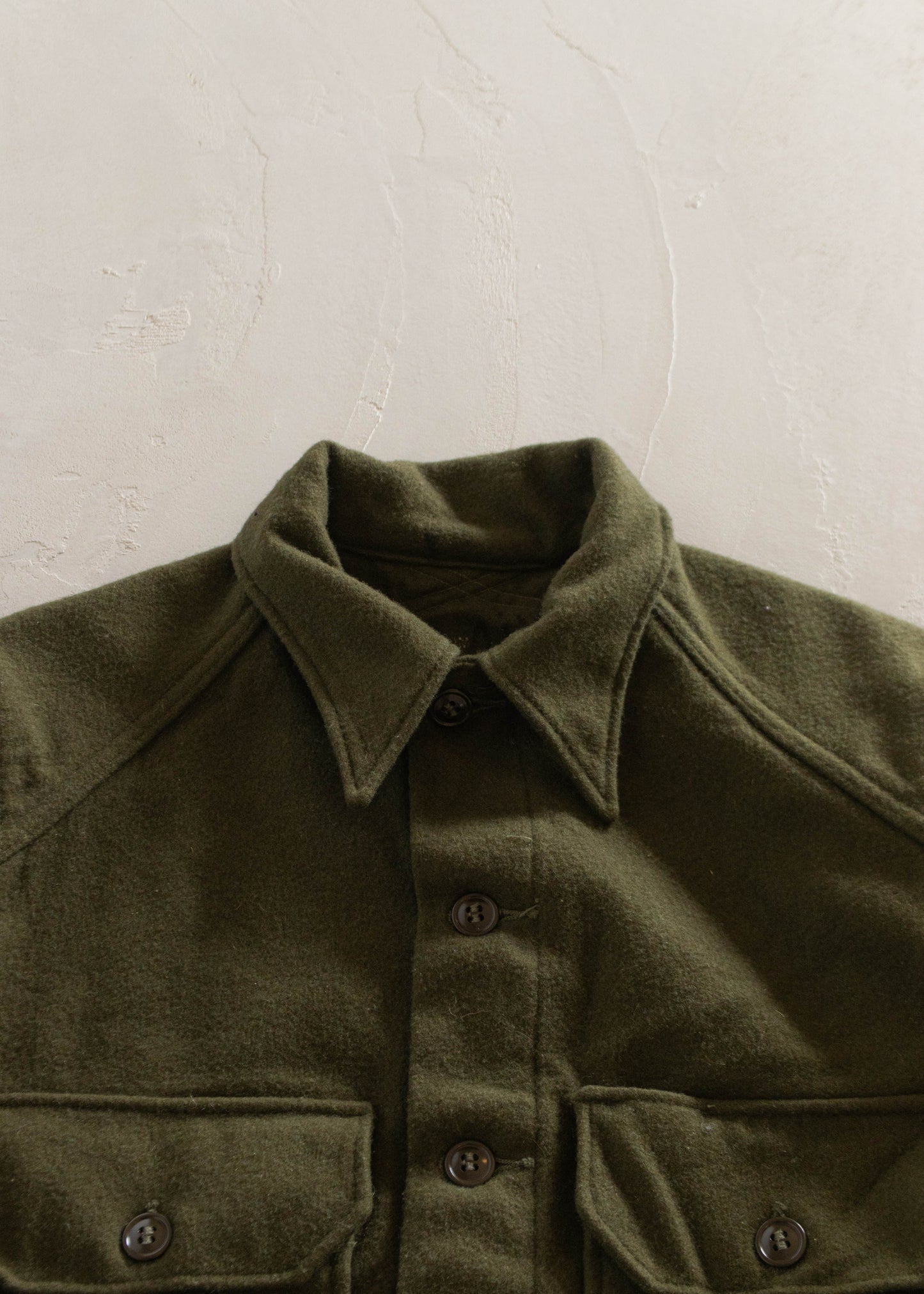 1980s Military Wool Button Up Shirt Size M/L